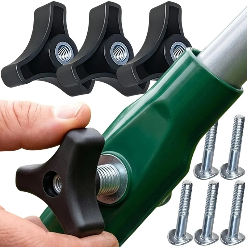 8mm Rasenmäher-Griffbolzen-Set, dreieckige Befestigungsschrauben, Kunststoff-Metall-Ersatzmuttern, Werkzeuge, kostenlose Installation, rostfrei