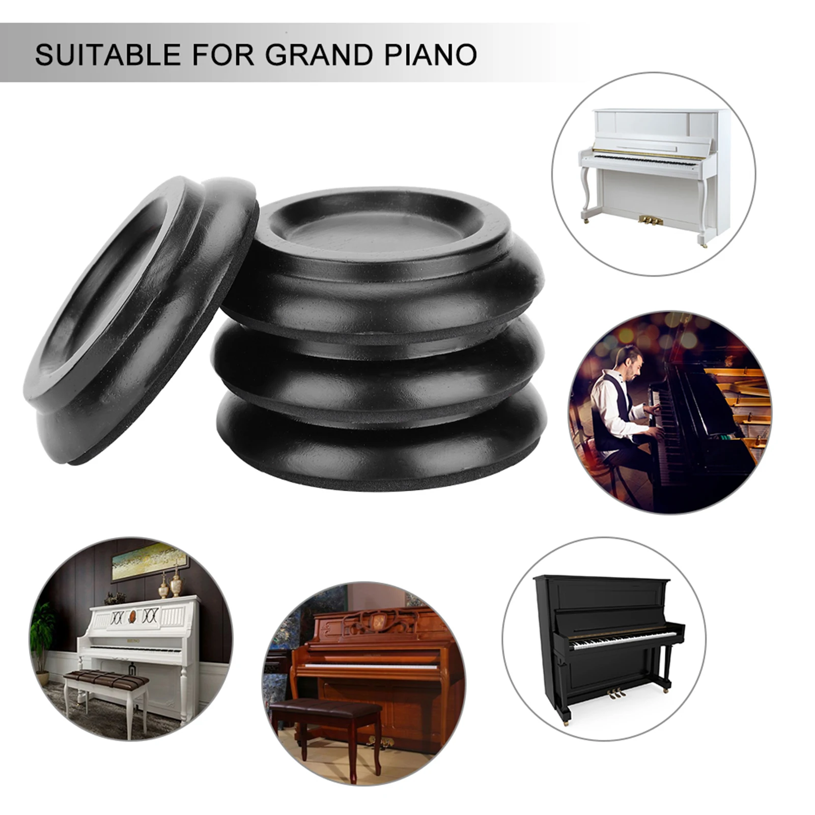 Beech Wood Round Piano Foot Pads Set Upright Piano Caster Cups Accessories Piano Foot Cup Piano Accessories Piano Foot Pads