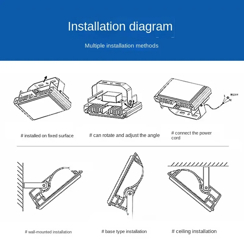 LED الاضواء الكاشفة مع PIR استشعار الحركة ، مصباح الجدار في الهواء الطلق ، معلقة الأضواء ، مقاوم للماء ، IP66 ، 100 واط ، 50 واط ، 30 واط ، 20 واط ، 10 واط ، 220 فولت ، IP66