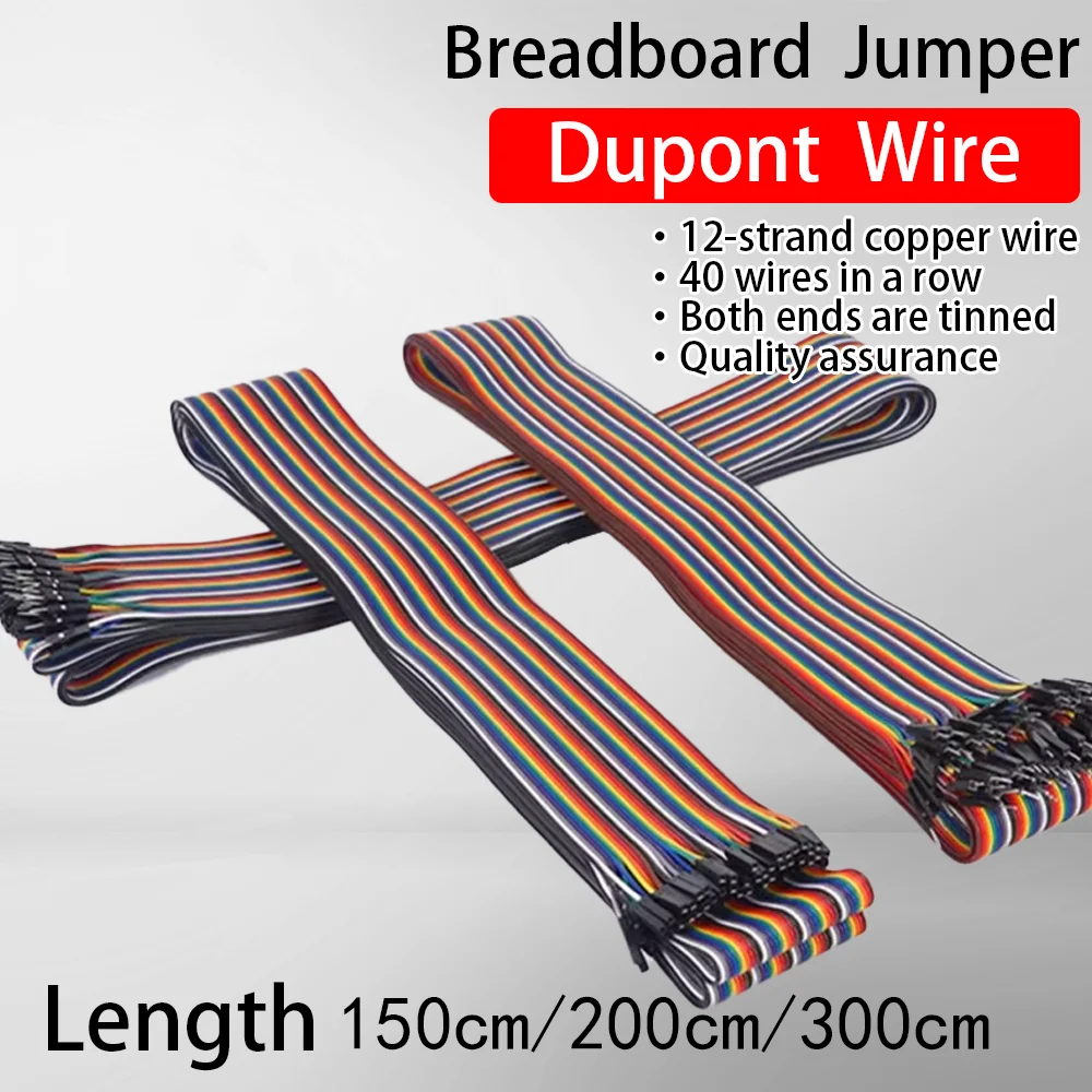 40pin Multicolored Dupont Jumper Wires 150cm 200cm 300cm (Male-Female, Male-Male, Female-Female) for Breadboard Arduino Projects