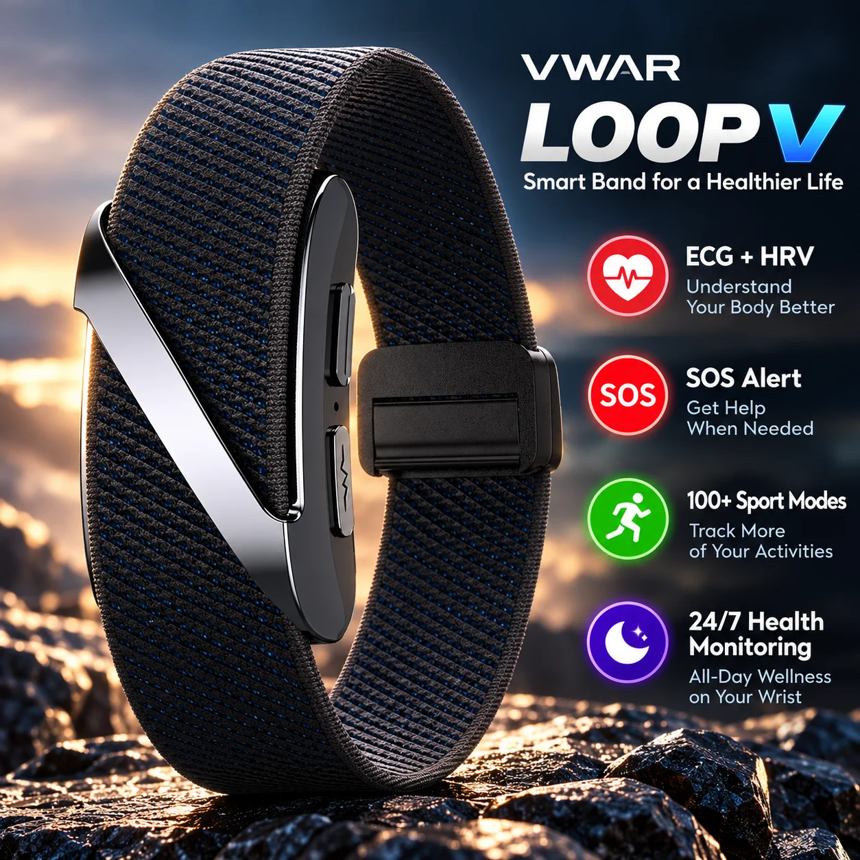 VWAR 2026 ECG+PPG Nursing Grade Smart Bracelet HRV Body Fat BMI Blood Pressure Body Temperature Men Women Health Sports Watches