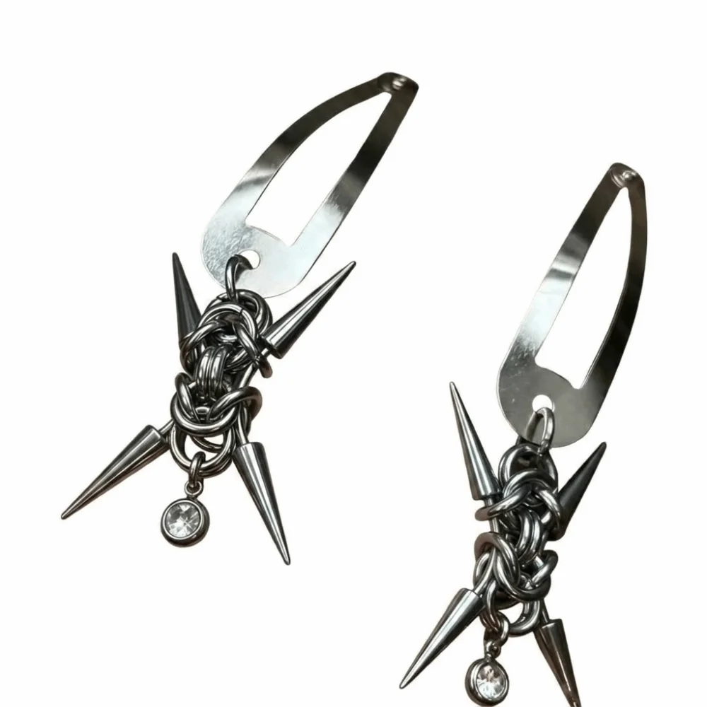 Fashion Stainless Steel Punk Hair Clips Original Punk Heavy Industry Rivet Hair Clips Y2K Goth Hair Clips Hair Clip Jewelry