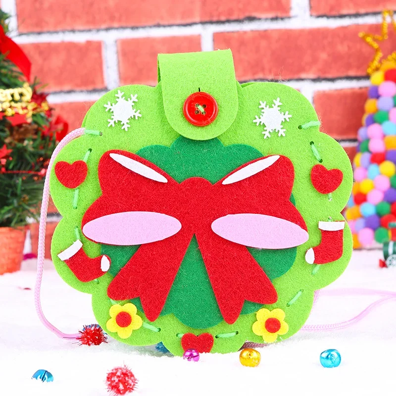 Children DIY Christmas Material Bag Toys Kindergarten Creative Educational Handmade Cartoon Xmas Sock Cap Craft Kit Toy for Kids