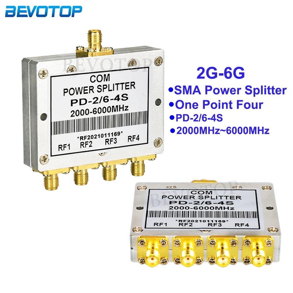 1PCS SMA Female Connector Microstrip Power Splitter One Point Four PD-2/6-4S 2-6G SMA RF Combiner WIFI 20W RF Power Splitter