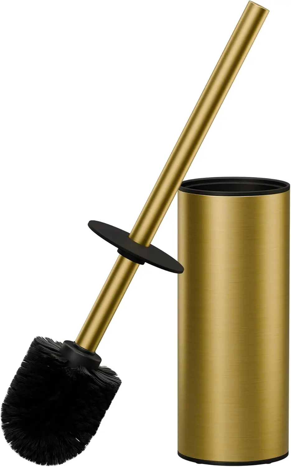 

Stainless Steel Toilet Brush Set with Drip-Proof Holder, 360° Deep Cleaning, Space Saving Design in Dark Gold