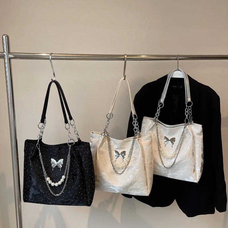 

Модная женская сумка через плечо с акцентом-бабочкой, новинка 2024 года, повседневная ленивая эстетичная сумка-тоут, легкая сумка через плечо для ежедневного использования