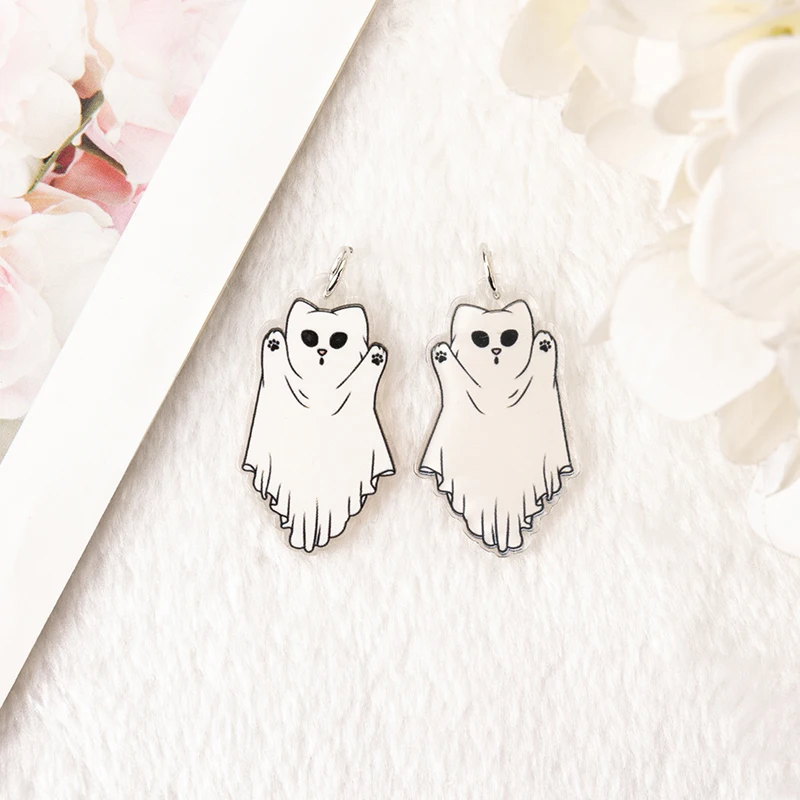 8Pcs Raccoon Trash Charms Creative Acrylic Ghost Cat For Earring Necklace Keychain Diy Making