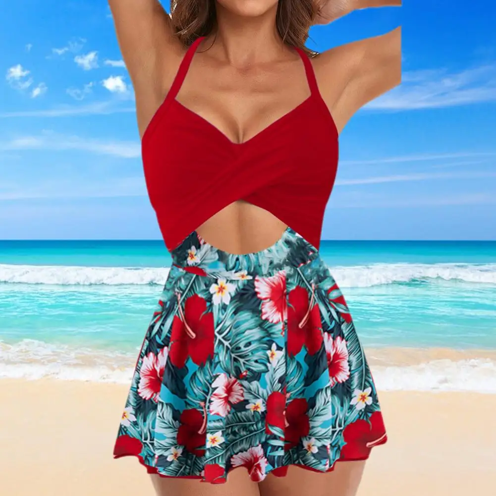 Monokini à col licou pour femme, vêtements de plage doux, imprimé rayé, séchage rapide, vêtements de bain trempés, vacances