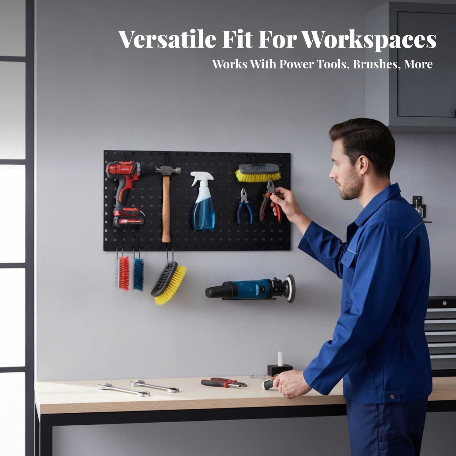 Wall-Mounted Pegboard Perforated Metal Pegboard Panel Rigid for Garage