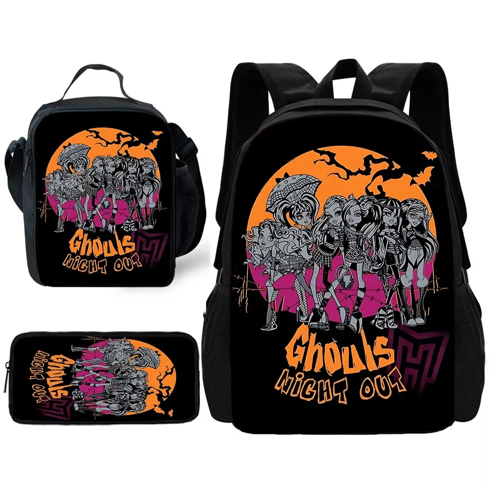 

Monsters High Child School Backpack with Lunch Bags ,Pencil Bags ,School Bags for Boys Girls Best Gift