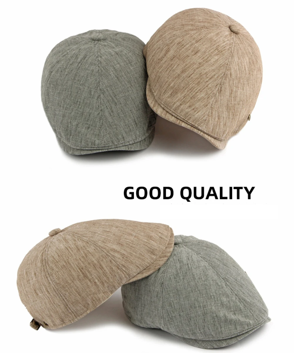 HT5100 Herren- und Damen-Baskenmützen, Vintage Künstler-Mütze, Frühling-Sommer Ivy Flatcap, Achteckige Baskenmütze für Männer und Frauen – Detail 4