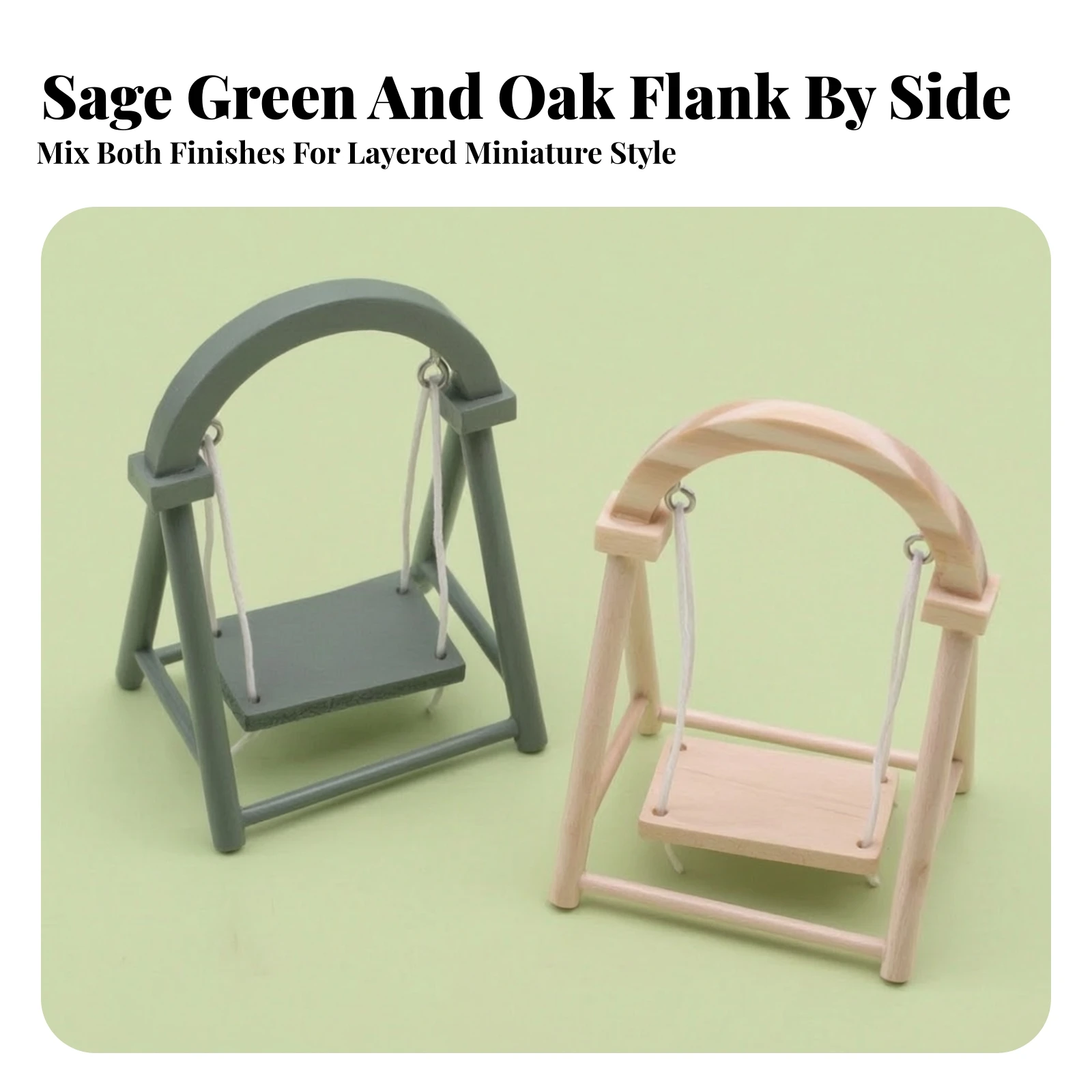Wooden Miniature Swing with Triangle-Frame Space-Saving Miniature Model Swing Accessory Collectible Realistic for Diorama Makers