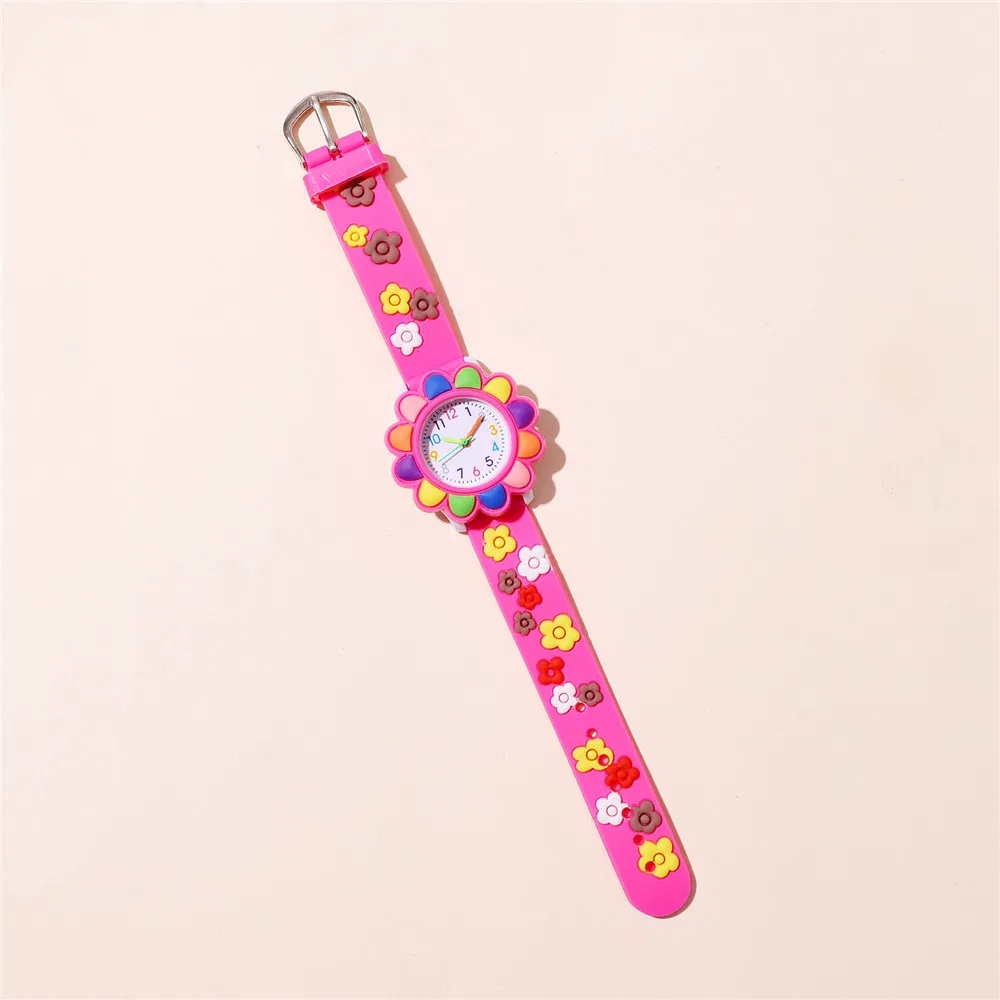 Colorful Sunflower Flowers Watch For Children Kid Girls Gift Pink Wristwatch