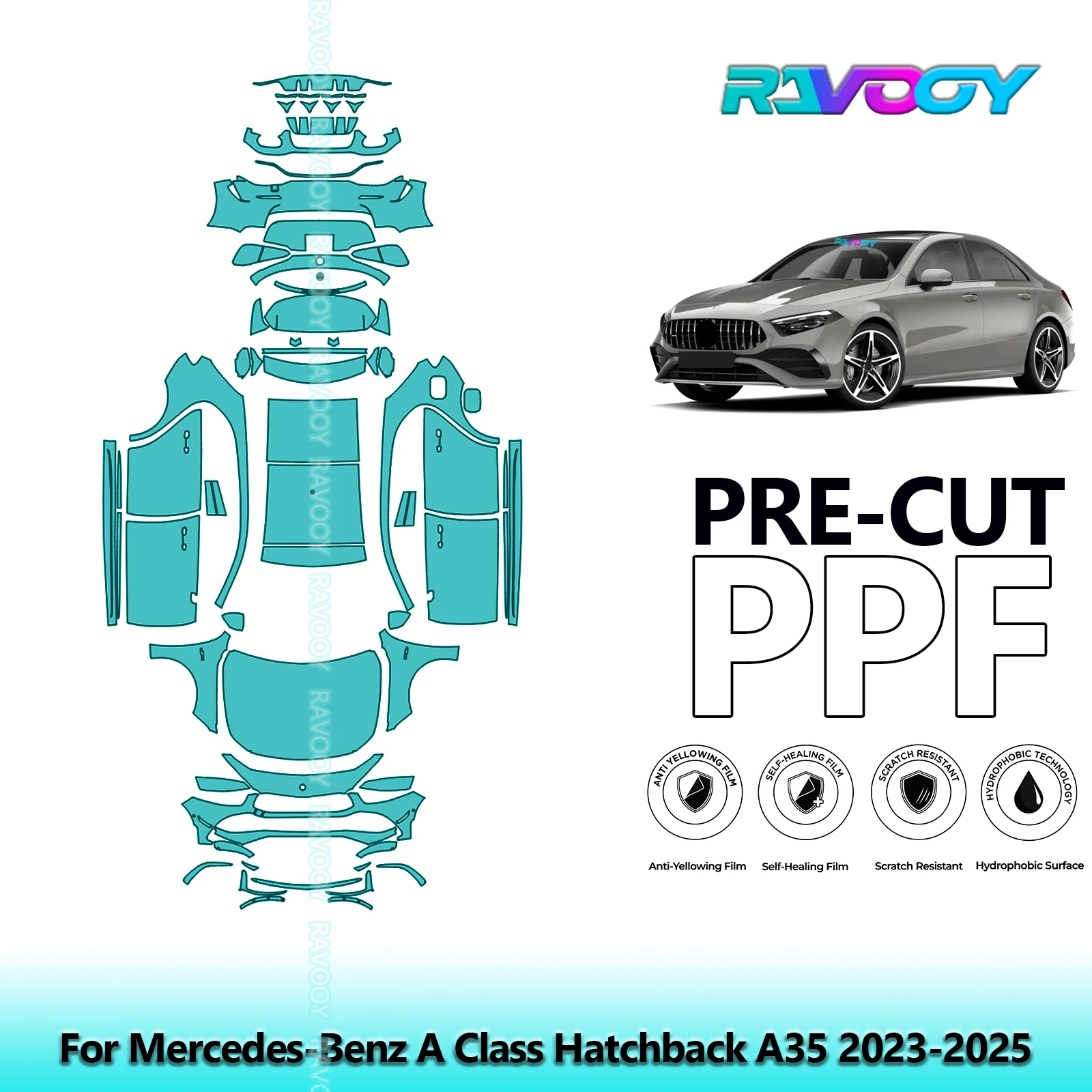 

Full Vehicle Clear Bra Precut PPF Paint Protection Film For Mercedes-Benz A Class Hatchback A35 2023-2025