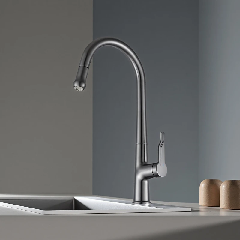 

Kitchen pulling faucet 360 ° rotating pulling splash-proof faucet, sink washing basin hot and cold faucet