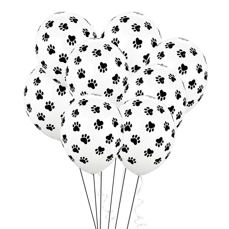 Paws Latex Balloons 10/20/30Pcs White Black Dog Paw Print for Baby Shower Paw Theme Kids Party Decoration Supplies view 3