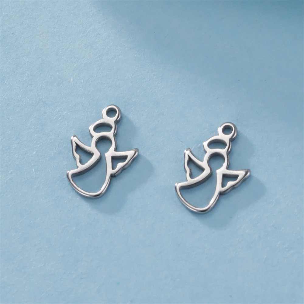5pcs/Lot Hollow Angel Charms For Jewelry Making Stainless Steel Necklace Earrings Tiny Charm Diy Bracelet Pendants Accessories