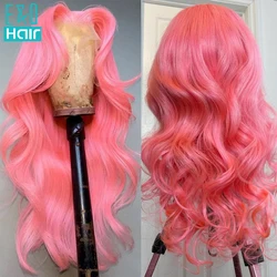 Ombre Roze Gekleurde Body Wave Pruiken Kant Voorkant Menselijk Haar Pruiken Voor Vrouwen Remy Hair Peruaanse 13X4 Transparante Frontale Kant Pruik