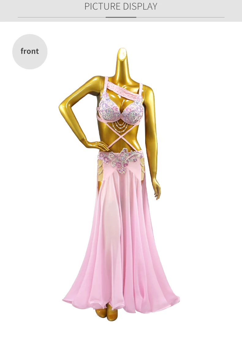 Damen-Abendkorsett, orientalisches Kostüm für Mädchen, Tanzanzug, Bauchtanzkleid, Bühnen-Tanzkleidung, Bauchtanz-Praxis-Outfit, langes Outfit – Detail 7