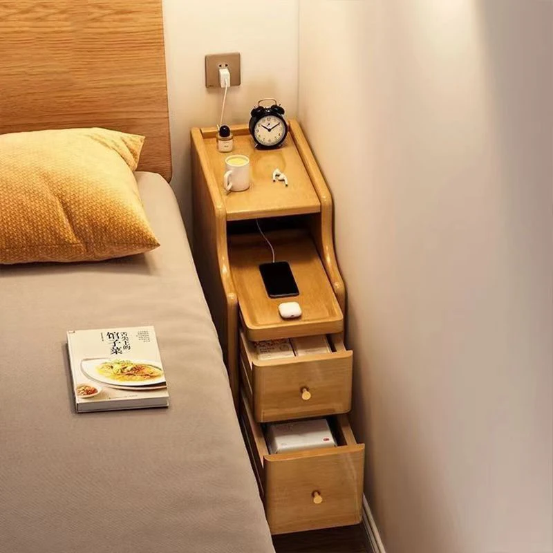 Solid wood bedside table Extremely narrow shelf Light luxury small bedside table Ultra narrow 20cm narrow side crevice cabinet