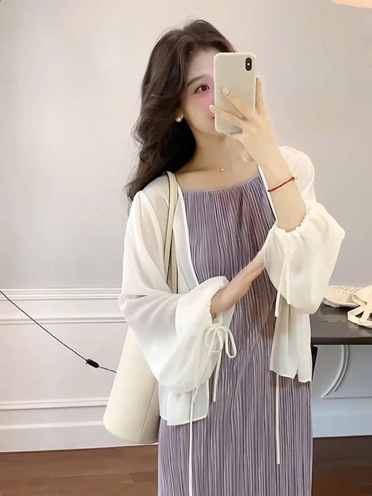 

Women's Summer New Lightweight Snowflake Sun Protection Clothing V-Neck Long Sleeve Transparent Cardigan Breathable Outerwear