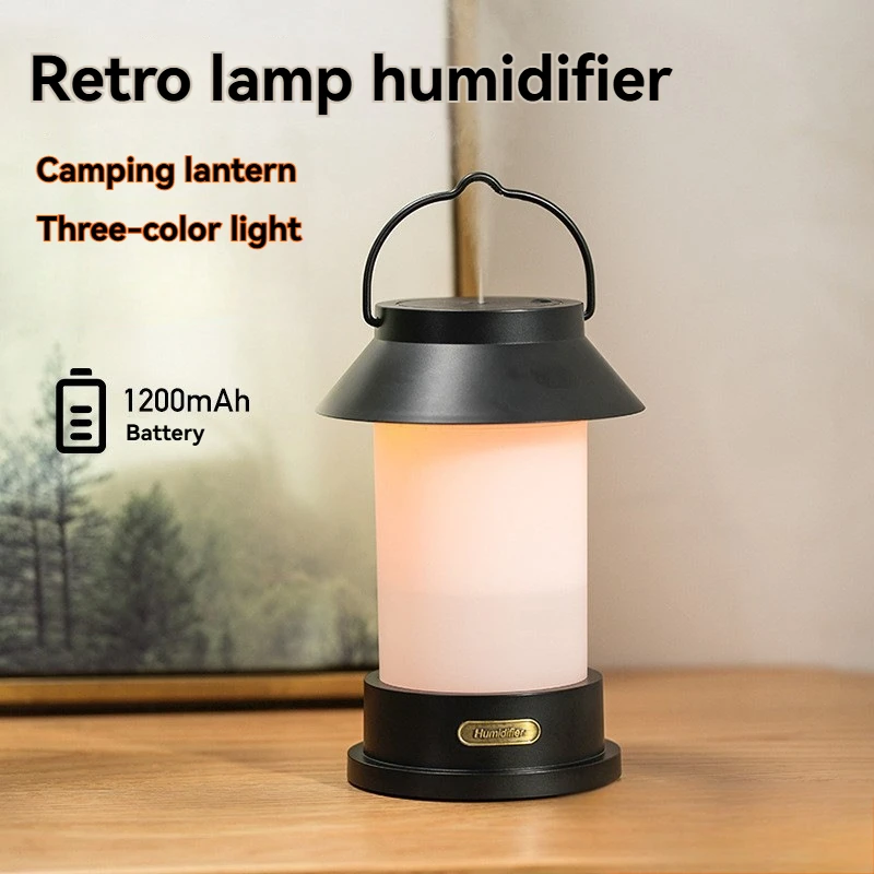 "مرطب الهواء ذو الطراز العتيق والإضاءة الليلية - مرطب هواء لسطح المكتب USB مع تشغيل هادئ لمكتب المكتب المنزلي