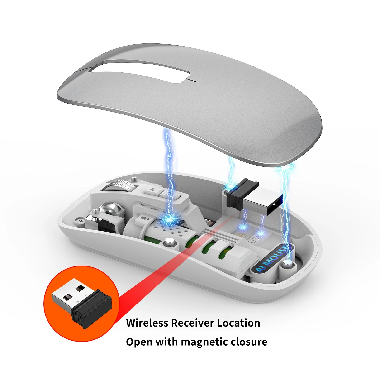 AI smart voice mouse 2.4G wireless Bluetooth voice control mute smart office mouse for MacBook, notebook, PC voice input mouse