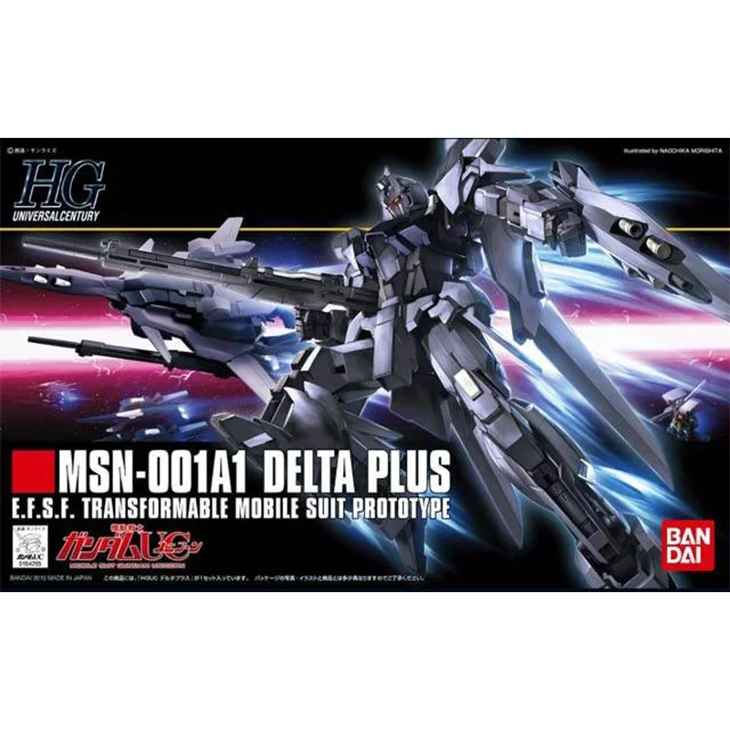Bandai Gunpla Assembly Model Kit Anime Figure HGUC 1/144 MSN-001A1 Delta Plus Genuine Gunpla Action Figures Gifts for Children