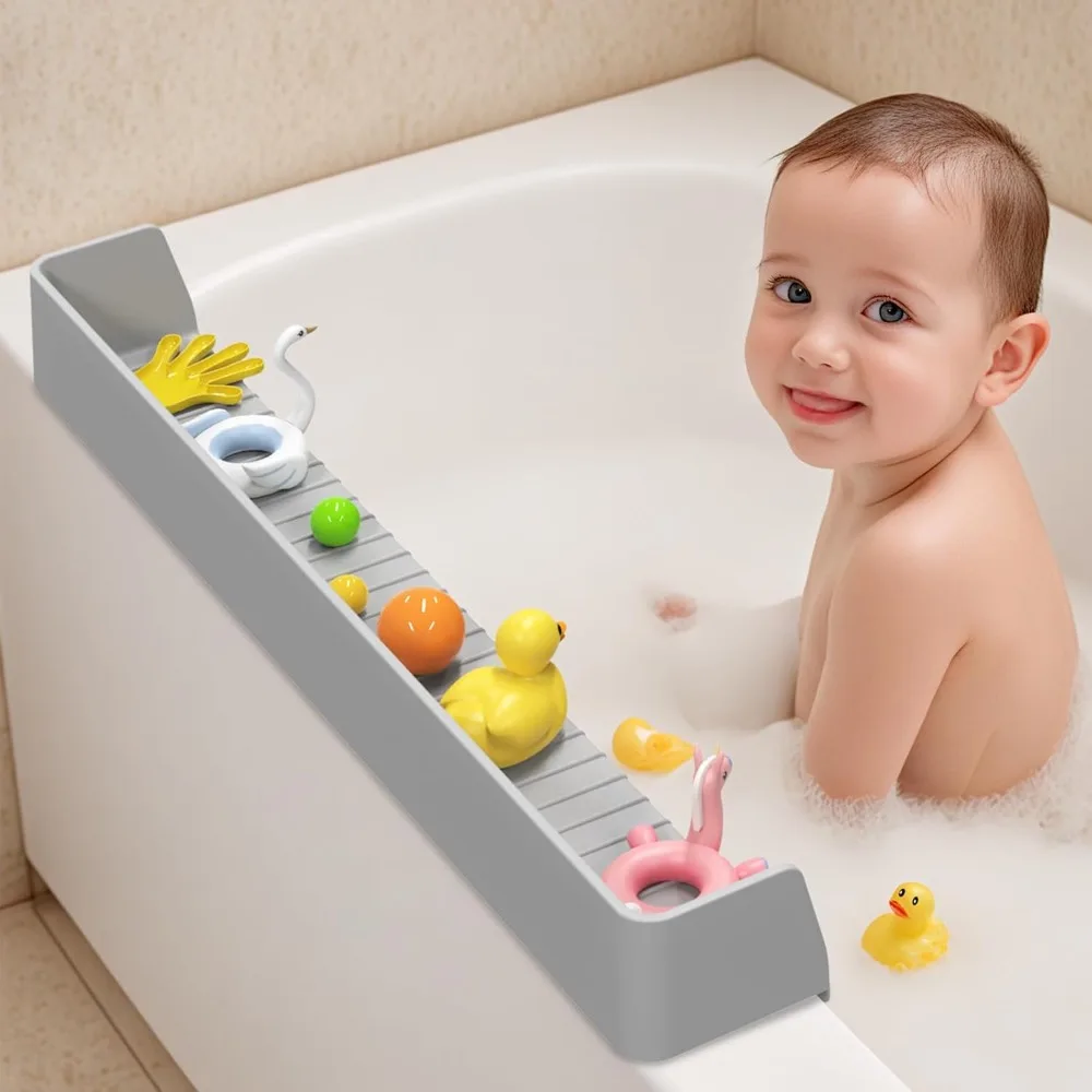 

Брызговик для ванны, игровая полка над ванной для детей 31 дюйм с 11 прочными присосками, силиконовые защитные ограждения для ванны, держатель для игрушечного подноса нет