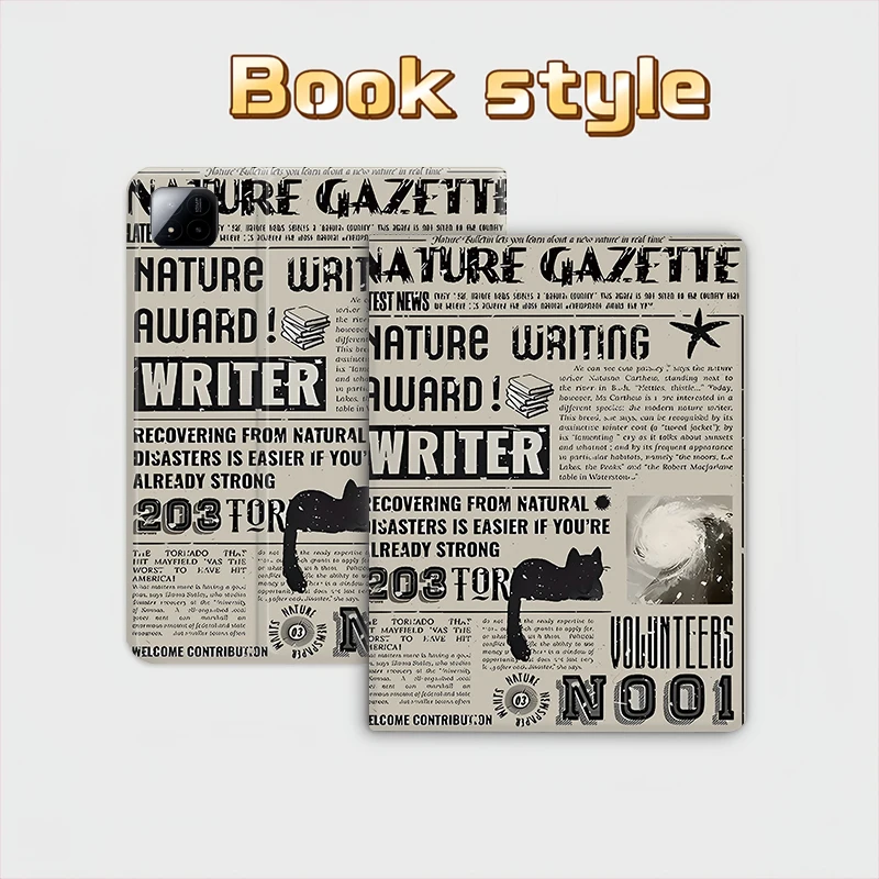 Newspaper Kitten Book/trifoldsPAD CASE For iPad pro 10/11/2020/7th /8th /Air 3rd/Air 4th/9th gen/Air 5th Gen 2022/Air 11