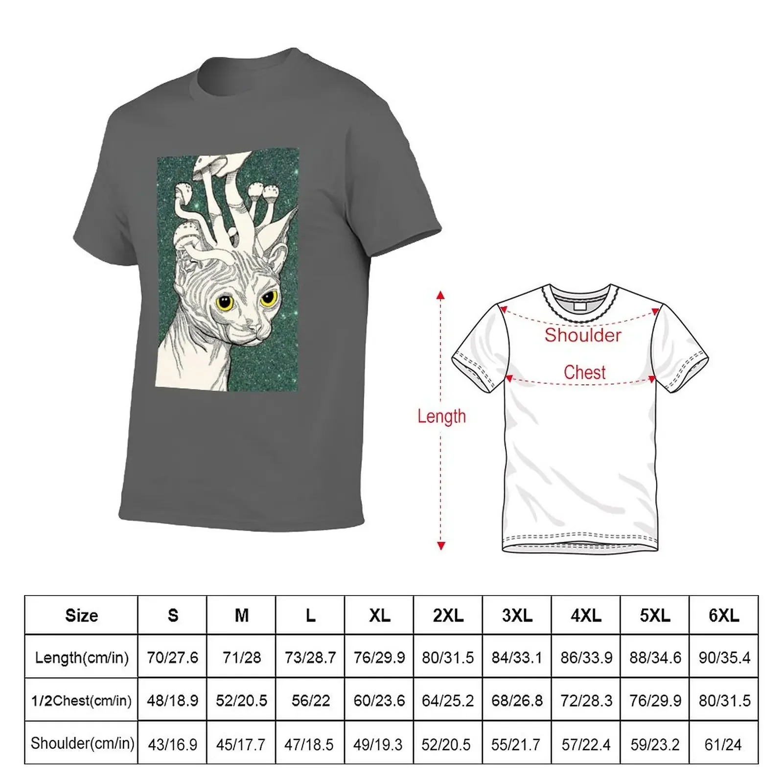 New Mushroom Head Cat T-Shirt Short sleeve tee shirts graphic tees plain black t shirts men