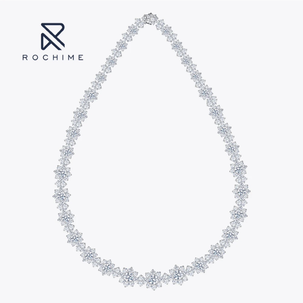 Rochime High End Sunflower Diamond Necklace 925 Sterling Silver Gold Plated 5a Zircon Luxury Jewelry For Women