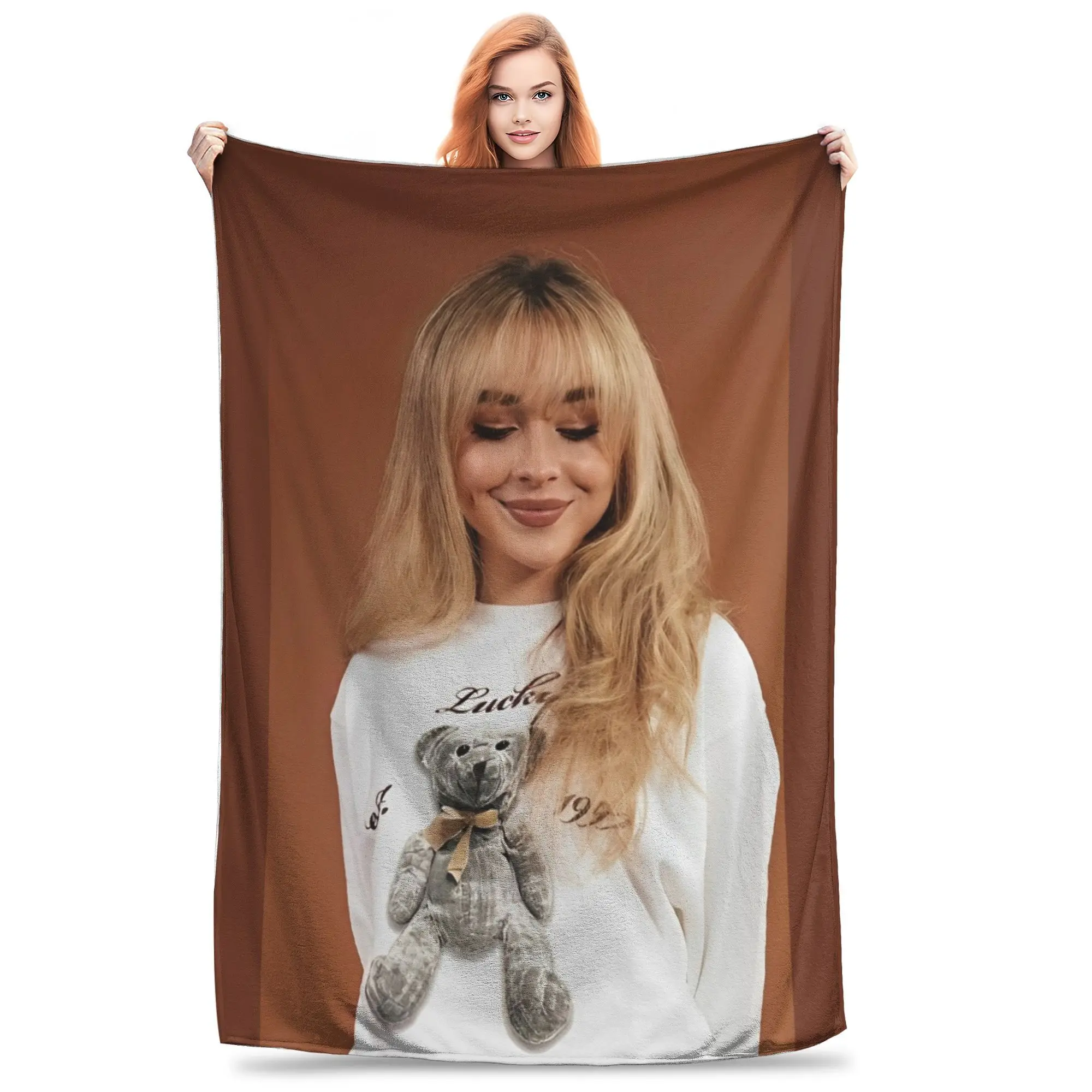 Singer Sabrina Carpenter Blanket Fleece Spring Autumn Pop Music  Multifunction Warm Throw Blanket for Sofa Couch Quilt