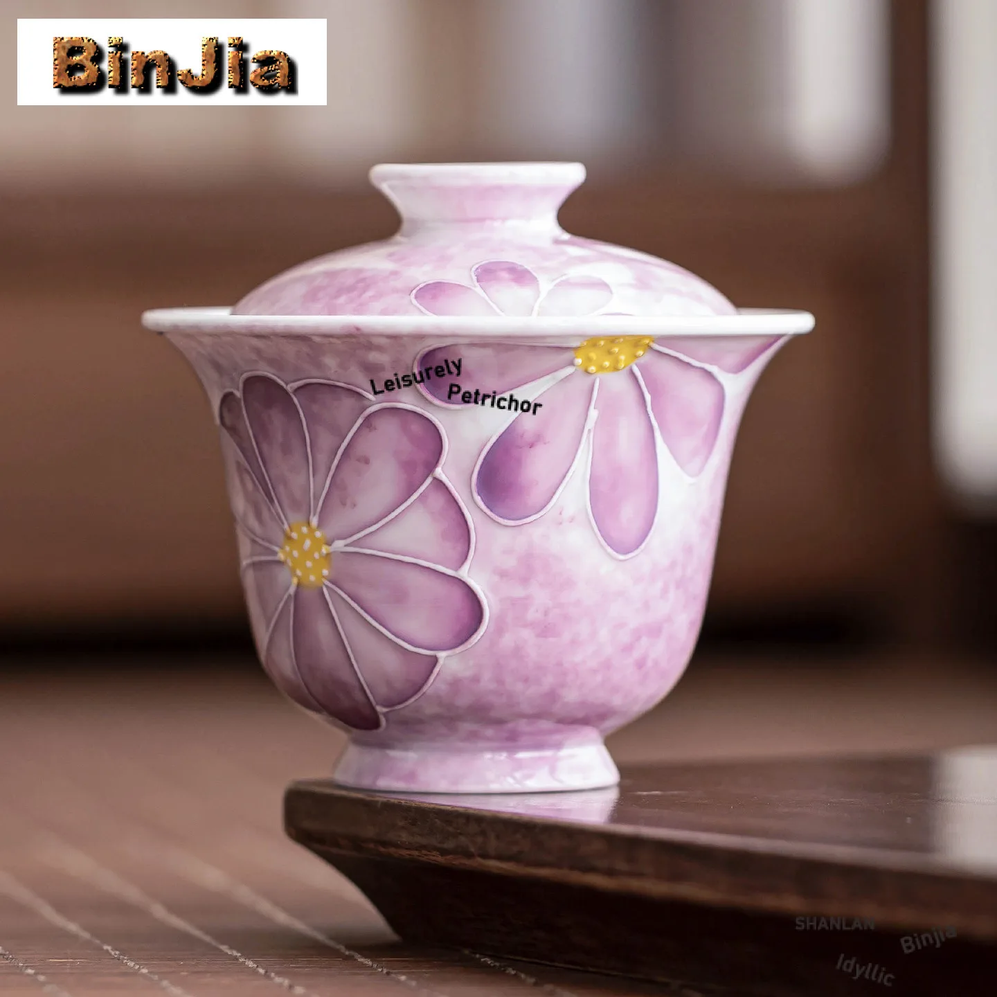 

114 мл ручная роспись фиолетовая ромашка Gaiwan традиционная чайная варенька чайная чаша с крышкой комплект чайник крышка чаша чайная посуда ремесло