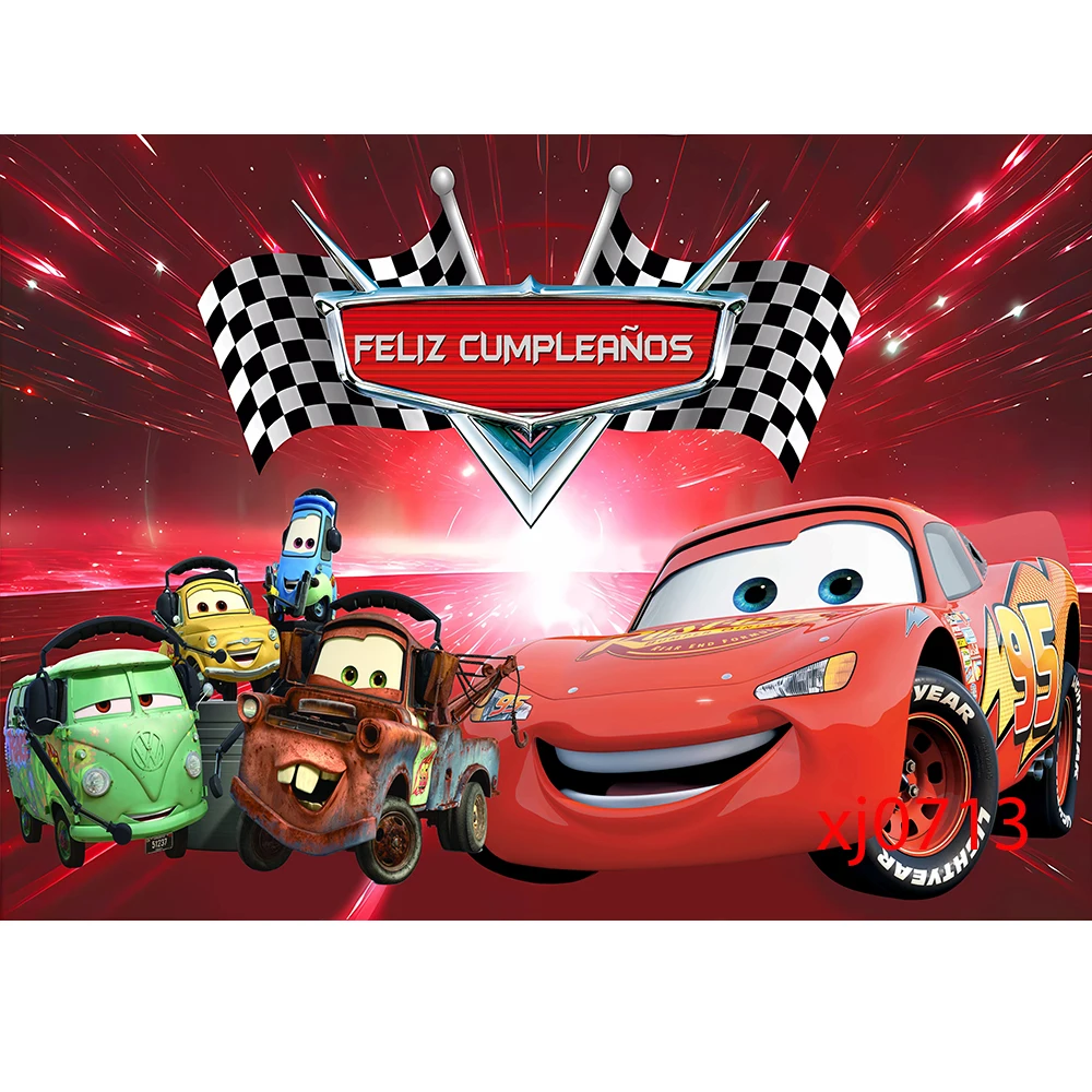 Фон для фотосъемки с фильмами Диснея по индивидуальному заказу McQueen Racing Theme для детей и мальчиков на день рождения, декор для детского душа, настенный реквизит