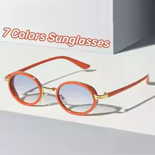 Women Vintage Ruond Frame Sunglasses Elliptical Small Frame