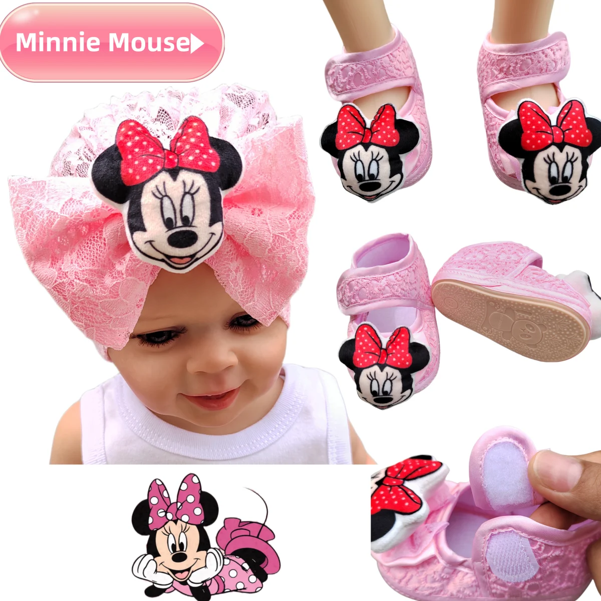 Miniso Mickey Mouse three-dimensional shape printed baby socks cute baby the same hat for newborns must be a gift for newborns