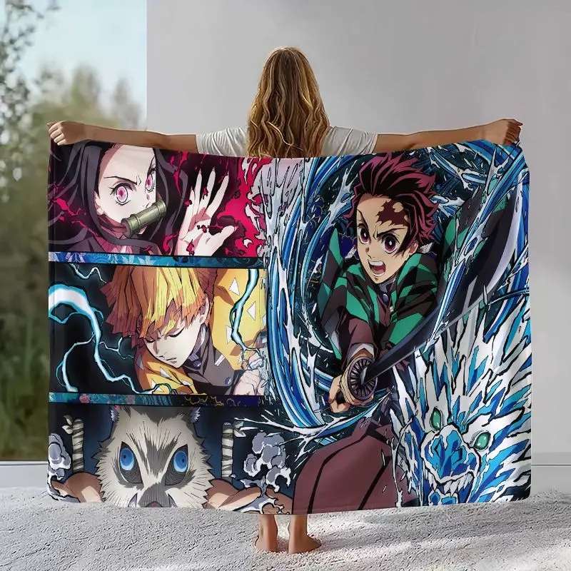 Demon Slayer Kimetsu no Yaiba Tanjiro Nezuko Anime Soft Flannel Throw Blanket,Cozy Warm Blanket for Bed,Sofa,Living Room,Picnic