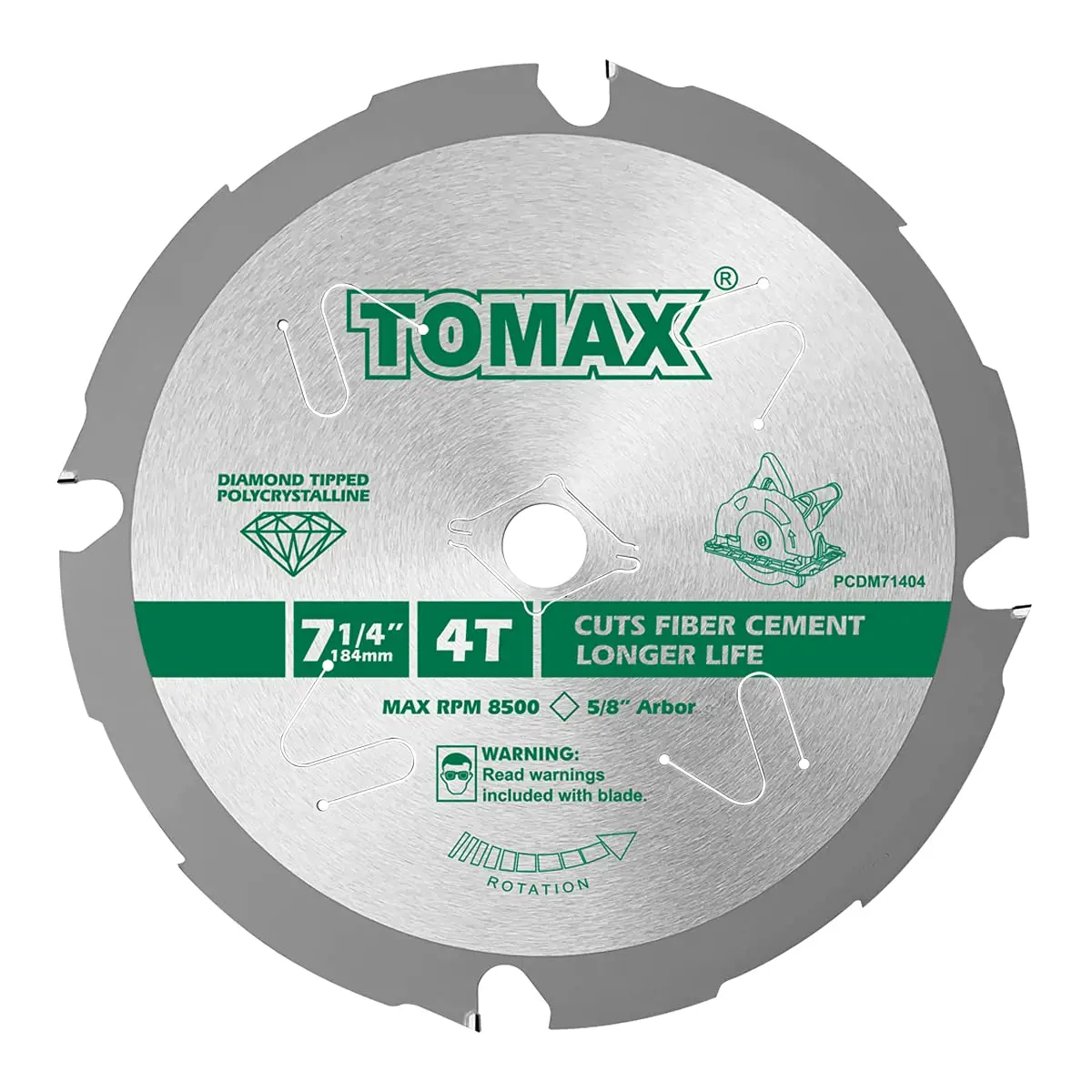 

7-1/4 Inch 4 Tooth PCD Hardie Fiber Cement Saw Blade with 5/8-Inch DMK Arbor for Precise Cutting