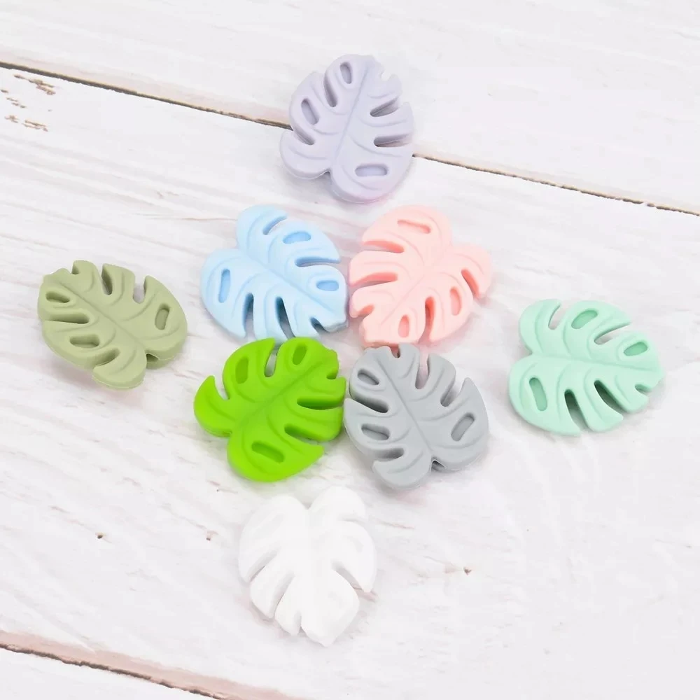 

LOFCA Monstera Deliciosa Silicone Beads For Silicone Necklaces DIY Silicone Teething Necklace Food Grade Silicone Beads BPA Free