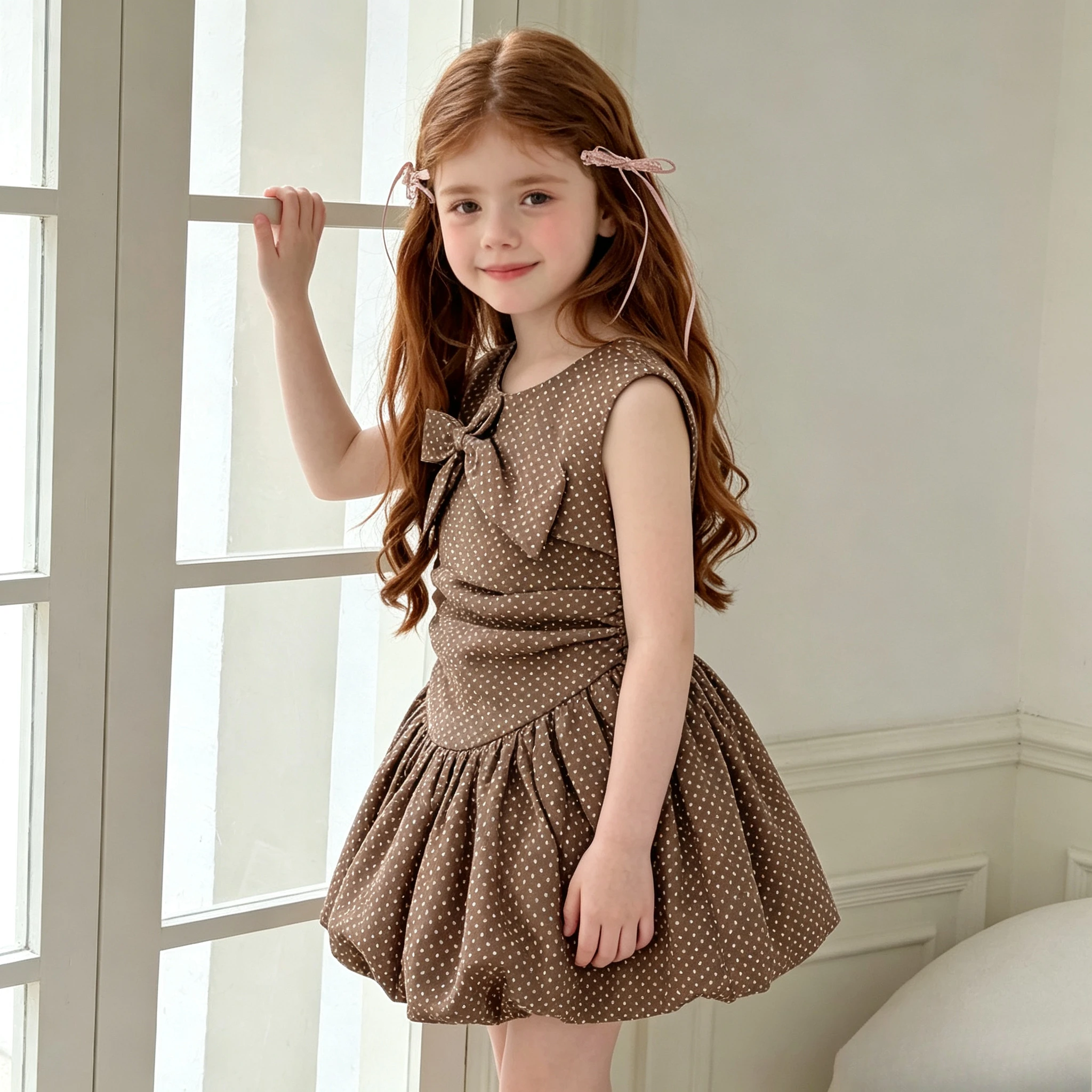 2026 New Summer Style for Girls Fashion : Sleeveless Princess Dress with Bowknot Vest Korean Style Dress