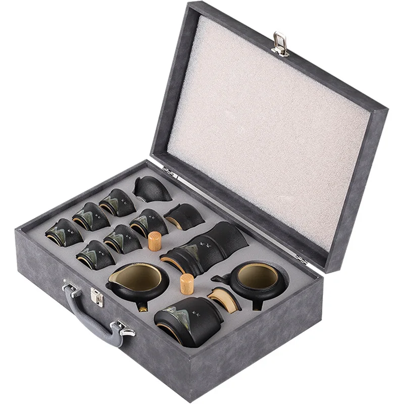 

Qianli Jiangshan Kung Fu Tea Set Gift Box Office Household Company Living Room Teapot Tea Set