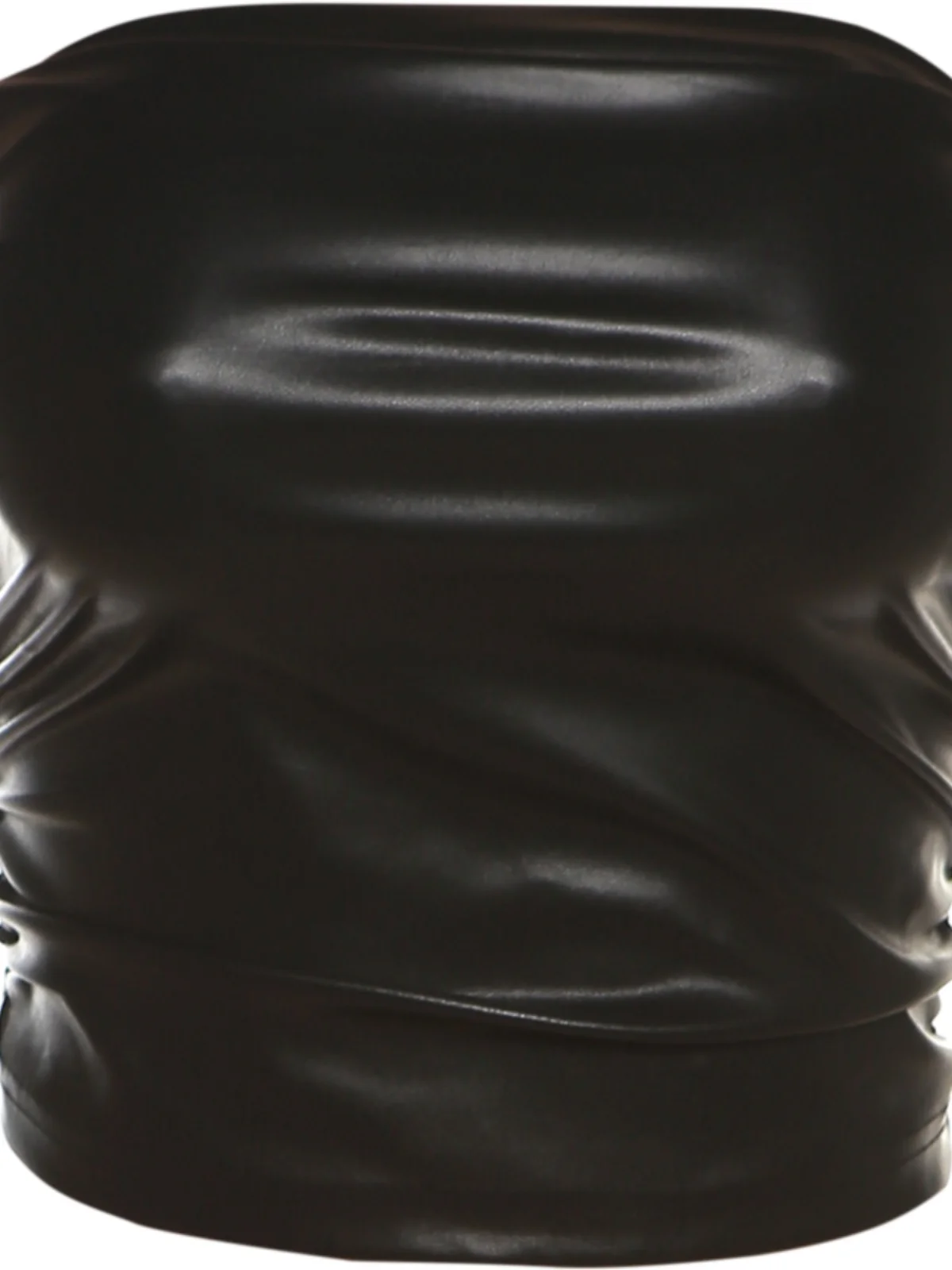 WEIRD PUSS Cool Sexy Bla PU Leather Tube Top Vest Pleated Slimming Versatile Women's irt Street Sle ort Fit