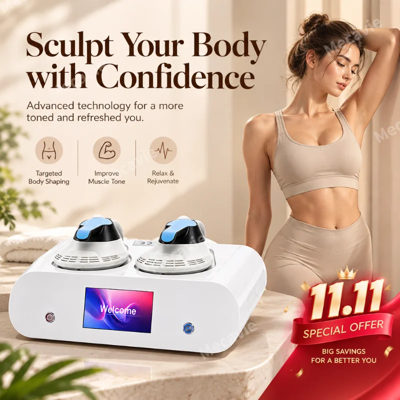 Dual Head Ems Hiemt Body Sculpting Machine For Home Use With Touch Screen Control Muscle Toning Fat Reduction Skin Tightening