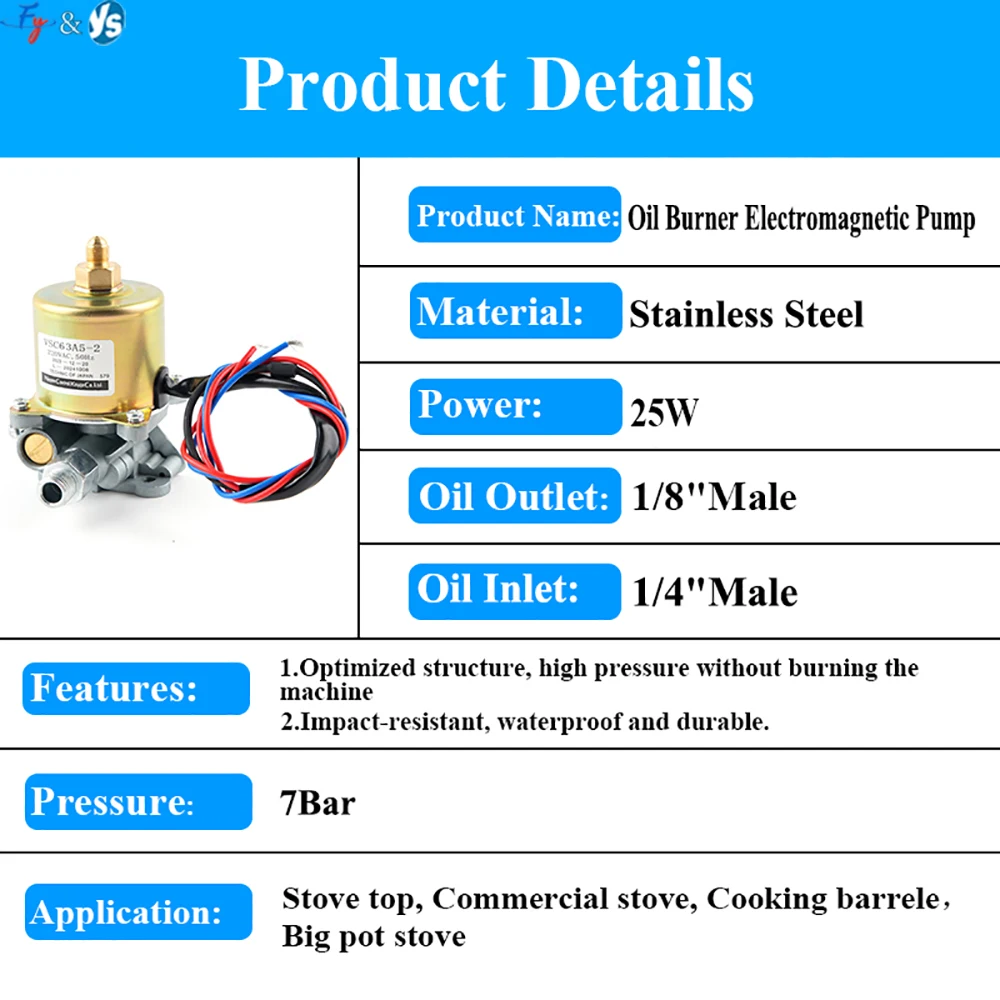 VSC36A5 VSC63A5 VSC90A5 Methanol Electromagnetic Pump Oil Burner Pump Diesel Stove Pump Diesel Oil Waste Oil Burner Accessories