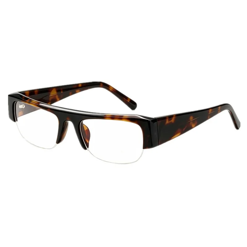 Unisex Half Rim Narrow Rectangle Optical Glasses Thick Wide Acetate Temple Frame Custom Prescription Myopia Eyeglasses Anti Blue