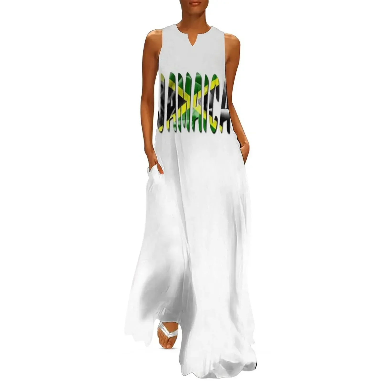 

Jamaica Flag Texture Word Long Dress beach dress Dress for pregnant women evening women women's evening dresses