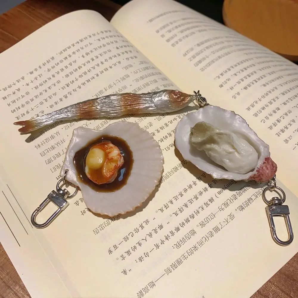 Creative Simulation Food Key Chain Fashion Interest Oyster Scallop Model Key Ring Cute Clam Scallop Model Pendant