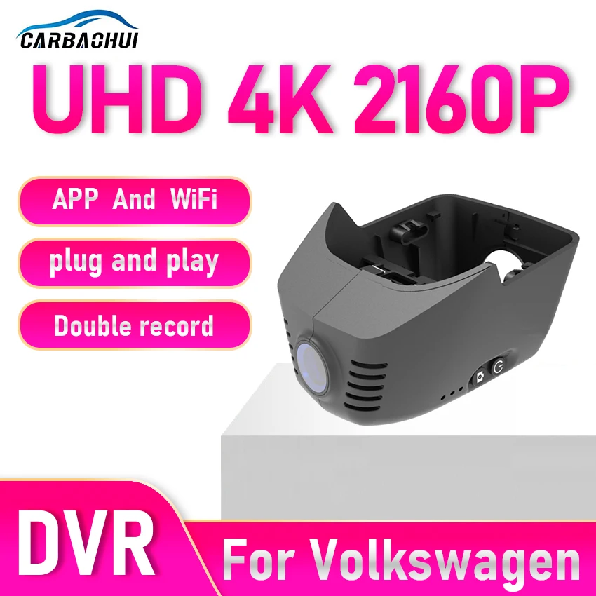 4K 2160P Dash Cam For Volkswagen Tiguan 2017-2024, Wifi Car DVR Recorder, OEM Style Dashcam for Volkswagen VW UP, E-Up 2019-2025