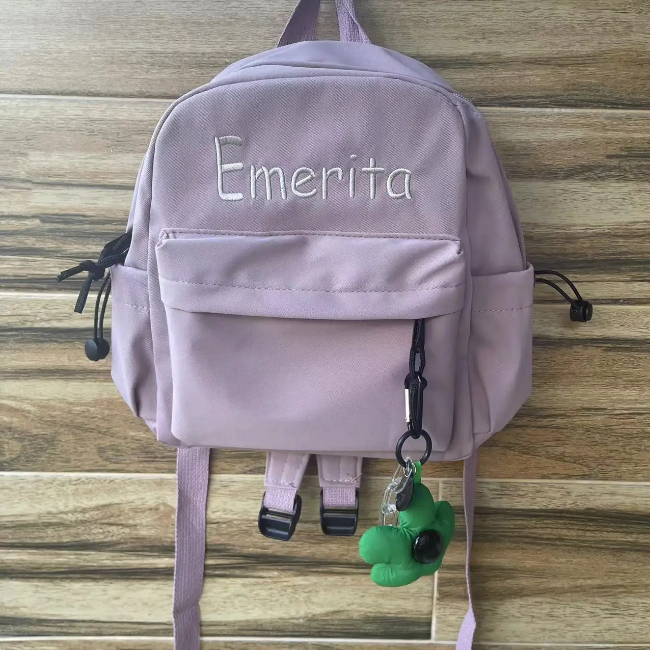 

Personalized Embroidery Simple Solid Color Mommy Bag, Lightweight Bag For College Students, Fashionable Bag With Cute Pendant